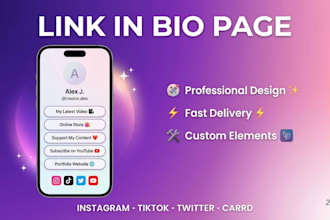 design a carrd link in bio page for instagram tiktok or twitter that looks clean