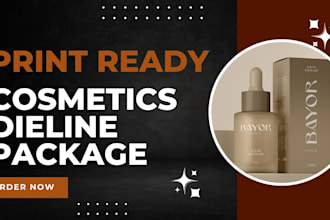 design cosmetic product packaging, box packaging, dieline template print ready