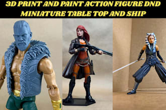 design custom dnd miniature action figure and 3d model for tabletop rpg display
