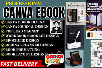 do canva ebook, parent journal design lead magnet, workbook and layout design