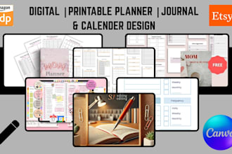 design etsy digital planner printable planner hyperlinked journal and calendar