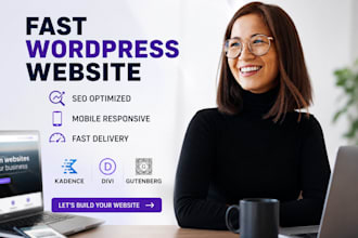 design a fast wordpress website using gutenberg kadence blocks or divi