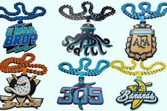 custom 3d hype chain pendant, cuban chain, logo jewelry, stl 3mf for 3d printing