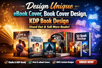design unique ebook cover, book cover design, KDP book design