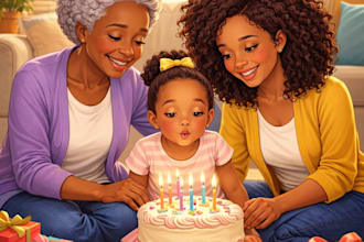 african american children book illustration, custom characters and story art