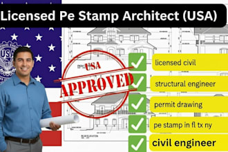 licensed civil and structural engineer permit drawing and pe stamp in fl tx ny