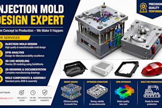design injection mold, plastic injection molding, dfm and cad for manufacturing