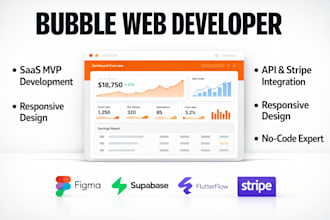 build a professional bubble io web app or bubble saas mvp, bubble nocode website