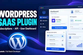 build a custom wordpress saas plugin with subscription, API, and user dashboard