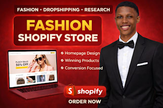 do shopify home page design, fashion dropshipping store design, product research