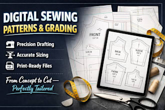 design clothing pattern design, garment pattern for grading in PDF