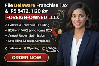 file delaware franchise tax, form 5472 and 1120 for foreign owned llc