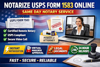 notarize usps form 1583 online now same day public notary power of attorney