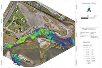 process bathymetric survey data, generate contour maps and cross sections