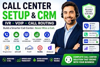 setup call center CRM, IVR, voip and call routing