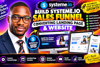 build modern systeme io course sales funnel, systeme io landing page and website