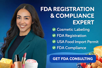 handle fda registration, cosmetic labeling, fda compliance, and USA food import