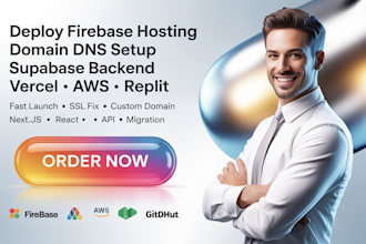 deploy firebase hosting, setup domain dns, replit app, supabase backend, vercel
