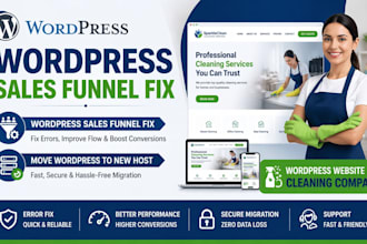 wordpress sales funnel fix website migration  cleaning company website