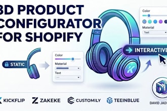 develop 2d 3d products configurator in kickflip zakeke and customily for shopify