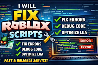 fix roblox lua bugs, errors and script issues in roblox studio