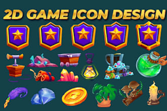 do 2d game art props icons object menu skill ui elements assets game items pack