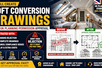 create loft conversation drawing for UK planning permission approval