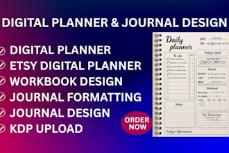 digital planner etsy digital planner workbook journal formatting journal design