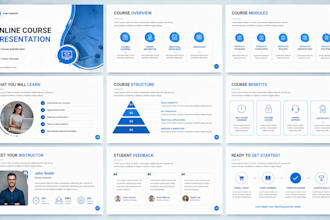 create webinar presentation slides, online course, training slide educate design