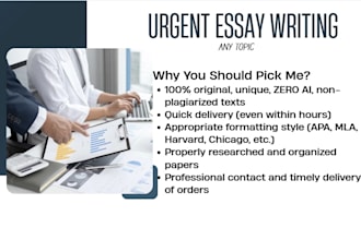 do urgent essay or research writing, ai and plagiarism free