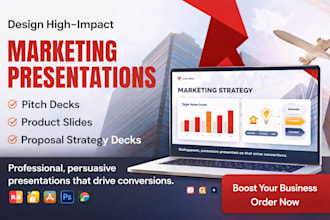 design marketing presentation, product slides, proposal strategy deck