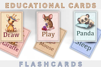 create custom educational playing card, flashcards, montessori card for kids