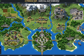 minecraft world painter spawn, lobby, castle, bases fantasy world survival map