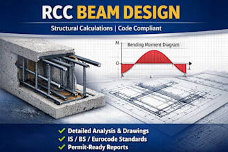 design rcc beam with detailed structural calculations and drawings