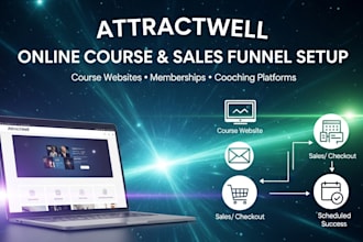 design attractwell website, funnels, online course and CRM setup