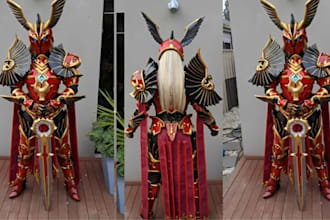 create 3d cosplay model armor helmet shield prop for 3d printing glb file