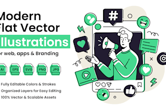 design modern flat vector illustrations for website, app, animation, branding