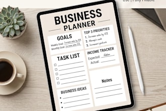 design a professional 1 page business planner printable PDF