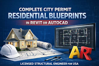 design complete city permit, residential blueprints in revit or autocad