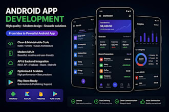 develop a professional android app using kotlin or java