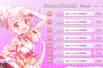 design a professional stream schedule for your twitch or vtuber