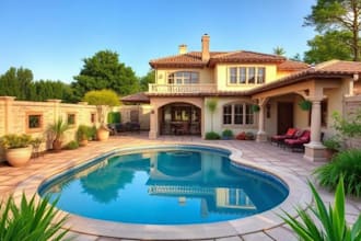 design home garden, pool, patio, villa landscape