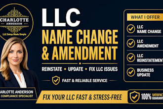 change llc name, amend llc details, reinstate and update business registration