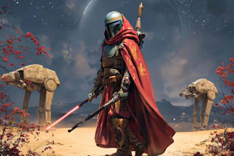 custom space warrior characters in sci fi style
