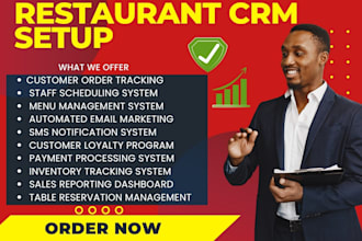 setup restaurant CRM and pos system for orders, bookings and automation