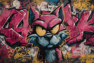 draw graffiti designs murals and wall art or skateboards