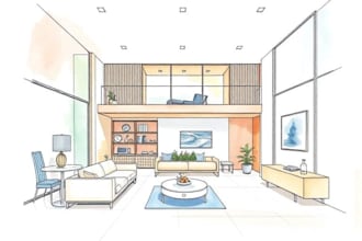 sketch watercolour design interior and exterior project