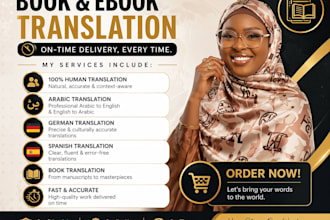translate english to arabic german spanish or arabic to english book translation
