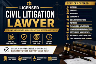 be your civil litigation lawyer to draft motions, lawsuits, pleading, petitions