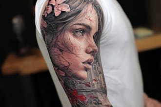design custom realistic tattoo art and unique body ink concepts